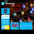 Aigostar - LED Solar Kerstketting 50xLED/8 Functies 800 mAh 12m IP65 Meerdere kleuren