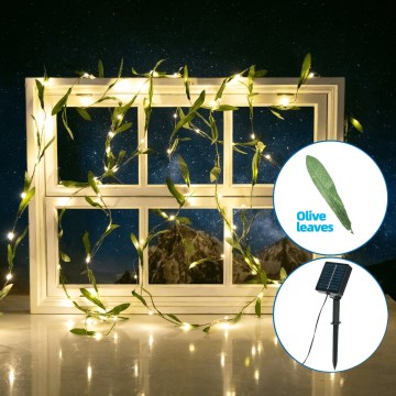 Aigostar - LED Solar ketting 100xLED/12m IP65 warm wit olijf