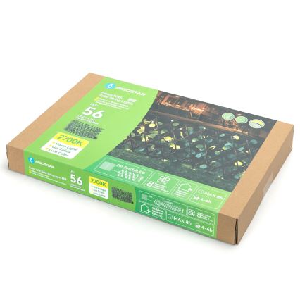 Aigostar - LED Solar ketting 56xLED/2x0,4m IP65 300 mAh warm wit eucalyptus