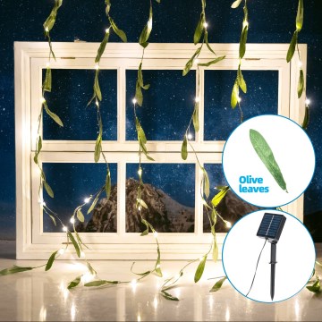 Aigostar - LED Solar ketting 70xLED/4x1m IP65 warm wit olijf