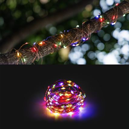 Aigostar - LED Solar ketting LED/8 Functies 12m 800 mAh IP65 800 mAh Meerdere kleuren