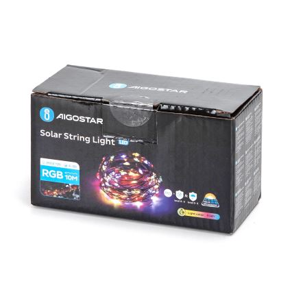 Aigostar - LED Solar ketting LED/8 Functies 12m 800 mAh IP65 800 mAh Meerdere kleuren