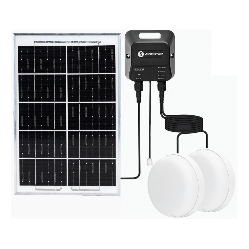 Aigostar - LED Solar lamp 2xLED/35W/12V 6000 mAh 6500K diameter 16,8 cm + afstandsbediening