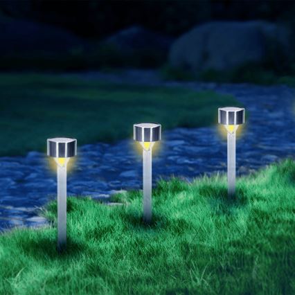 Aigostar - LED Solar lamp LED/0,006W/1,2V 32cm mat chroom 200 mAh 2700K IP44