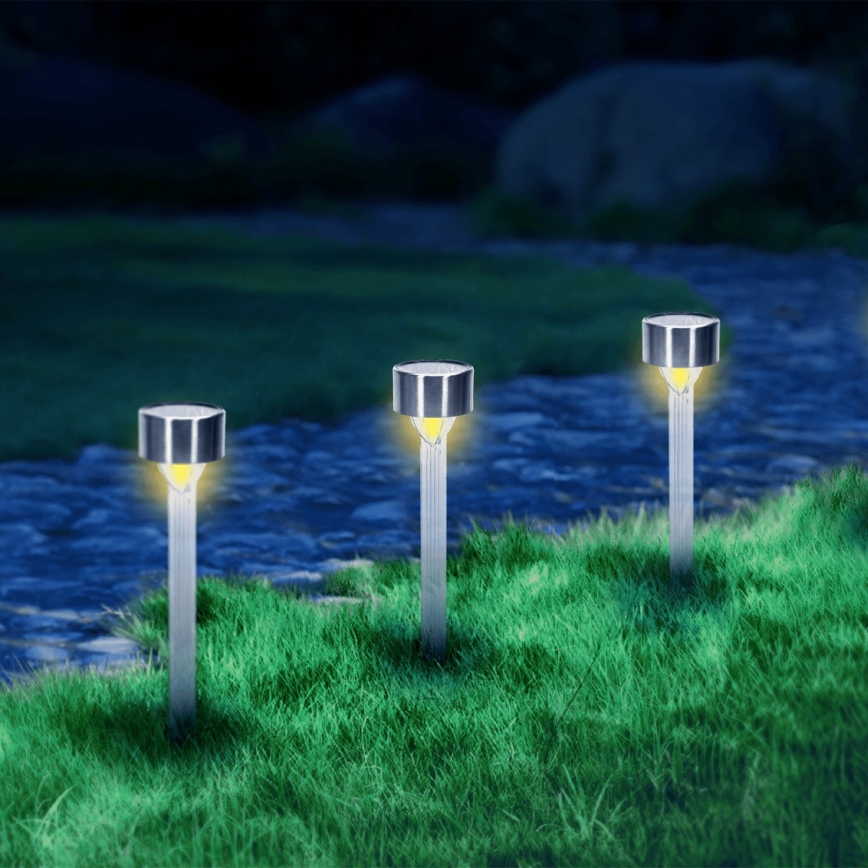 Aigostar - LED Solar lamp LED/0,006W/1,2V 32cm mat chroom 200 mAh 2700K IP44