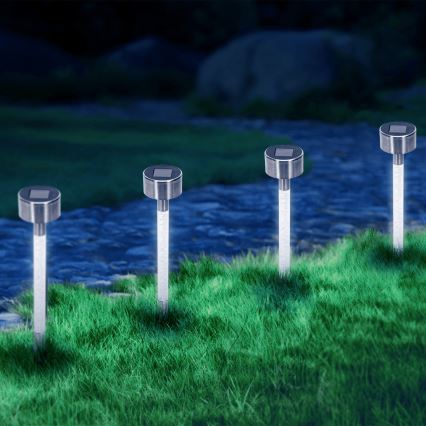Aigostar - LED Solar lamp LED/0,006W/1,2V 36,7cm mat chroom 6500K IP44