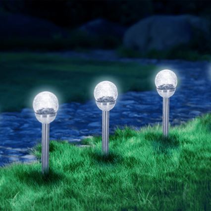 Aigostar - LED Solar lamp LED/0,006W/1,2V 37,8cm mat chroom 6500K IP44