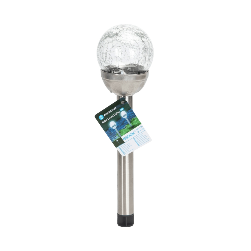 Aigostar - LED Solar lamp LED/0,006W/1,2V 37,8cm mat chroom 6500K IP44