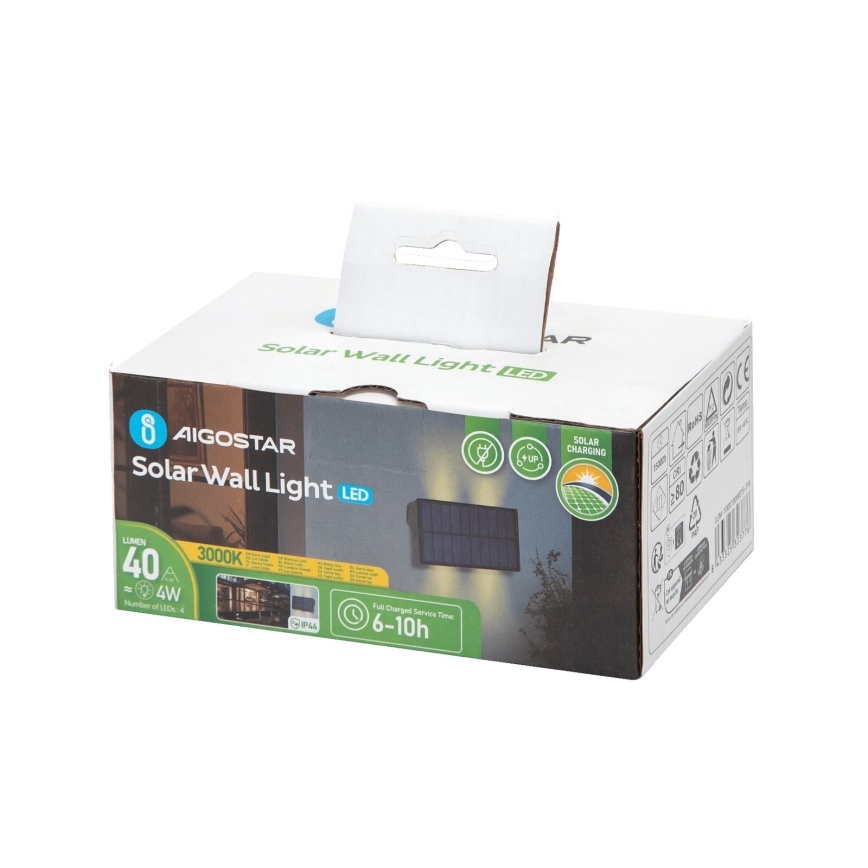 Aigostar - LED Solar wandlamp LED/4W/5,5V 2700K IP44