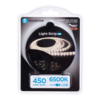 Aigostar - LED Strip 2m LED/4,9W/5V 6500K IP65 zwart