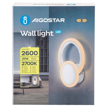 Aigostar - LED wand verlichting LED/20W/230V 2700K wit