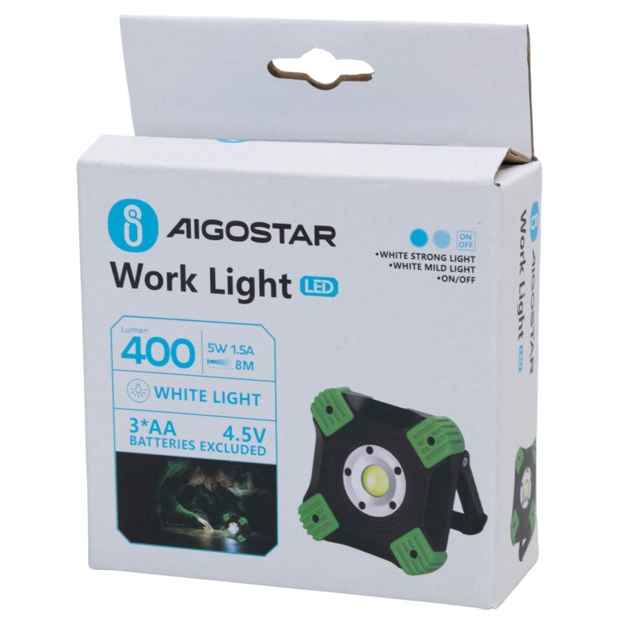 Aigostar - LED werklamp LED/5W/3xAA 6500K IP44