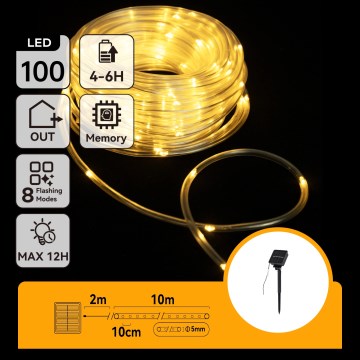 Aigostar - LED zonne-kerstverlichting 100xLED/8 functies 12m IP65 warm wit
