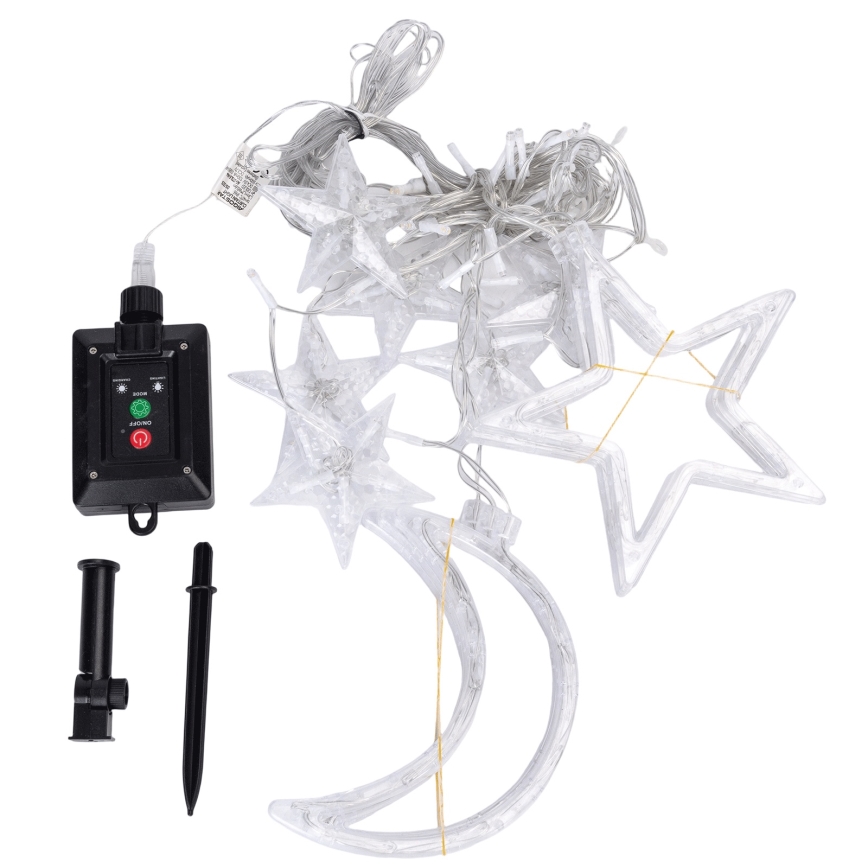 Aigostar - LED-lichtsnoer op zonne-energie, 120 LEDs, 8 functies, 3×0,6 m, 500 mAh, IP65, koud wit