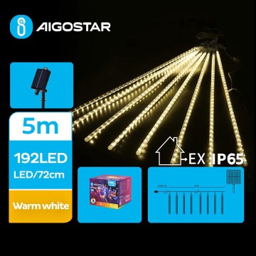 Aigostar - LED zonne-kerstverlichting 192xLED/8m IP65 1200 mAh warm wit