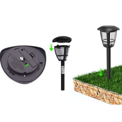 Aigostar - LED Zonne-energie lamp LED/0,06W/2V 100 mAh 33,8 cm 6500K IP44 zwart