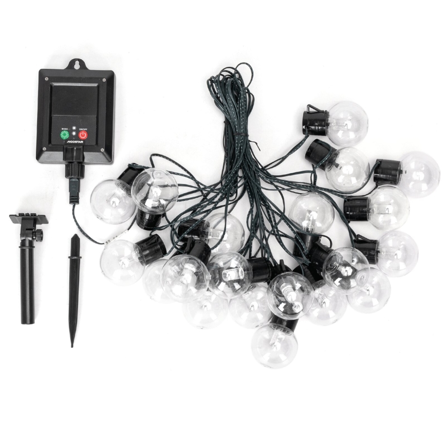 Aigostar - LED zonne-lichtsnoer, 20 LEDs, 8 lichtfuncties, 11,5 m, IP65, meerkleurig