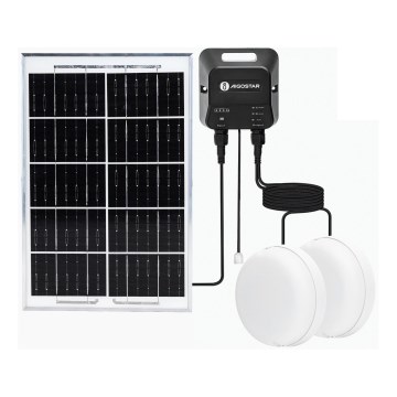 Aigostar - LED zonnelamp 2xLED/35W/12V 6000 mAh 6500K IP65 Ø 16,8 cm + afstandsbediening