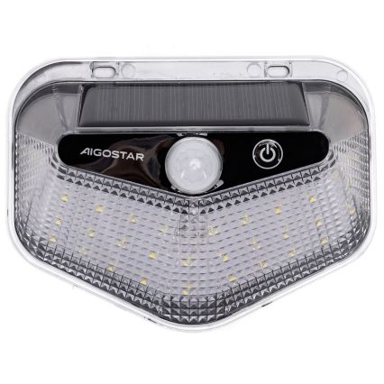 Aigostar - LED-zonneverlichting met sensor LED/3,7V 6500K 500 mAh IP65 zwart