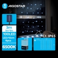 Aigostar - LED zonnenslinger 100xLED/8 functies 4x1m 800 mAh IP65 koel wit