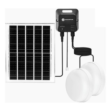 Aigostar - LED-zonneverlichting 2xLED/70W/12V 12000 mAh 6500K IP65 Ø 20,5 cm + afstandsbediening