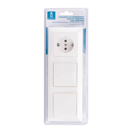Aigostar - LOT 2x Interrupteur intérieur avec prise 1x16A/250V SCHUKO