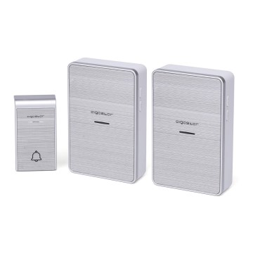 Aigostar - LOT 2x Sonnette sans fil 3xAA/12V IP44 argent