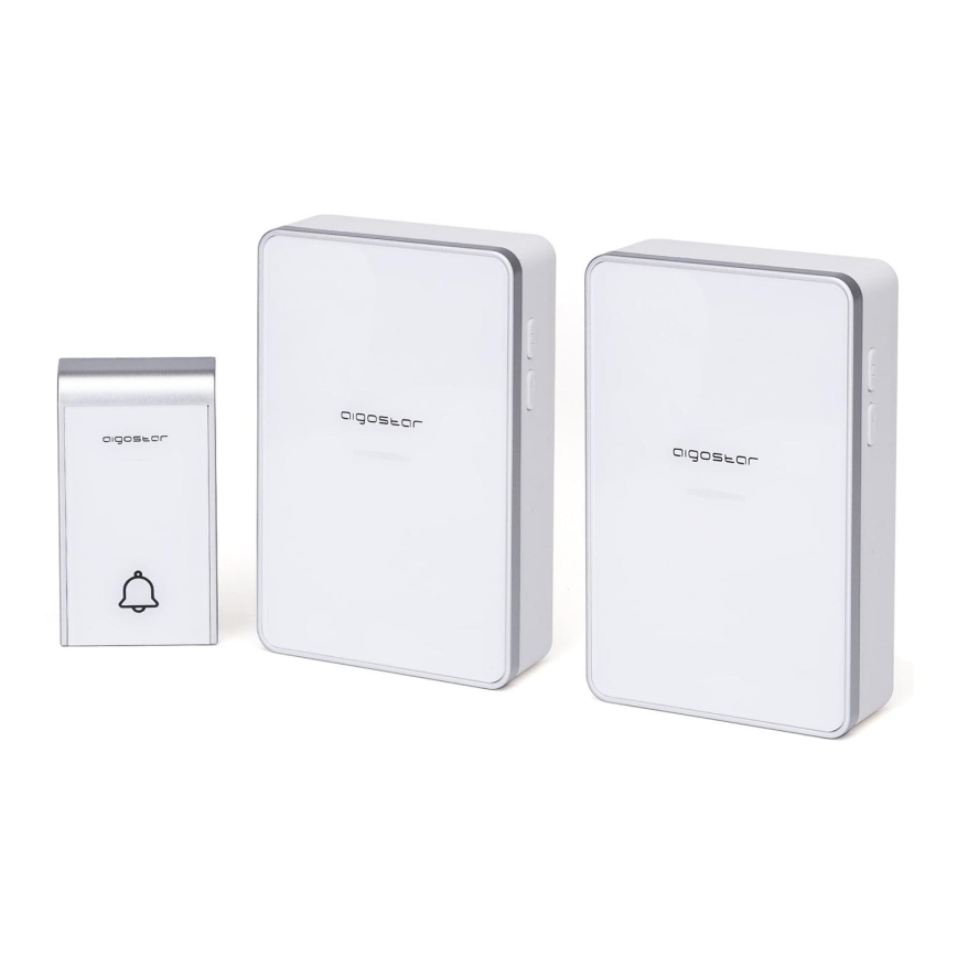Aigostar - LOT 2x Sonnette sans fil 3xAA/12V IP44 blanc