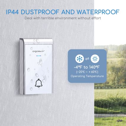 Aigostar - LOT 2x Sonnette sans fil 3xAA/12V IP44 blanc