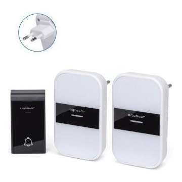 Aigostar - LOT 2x Sonnette sans fil à brancher 230V/12V IP44 blanc/noir