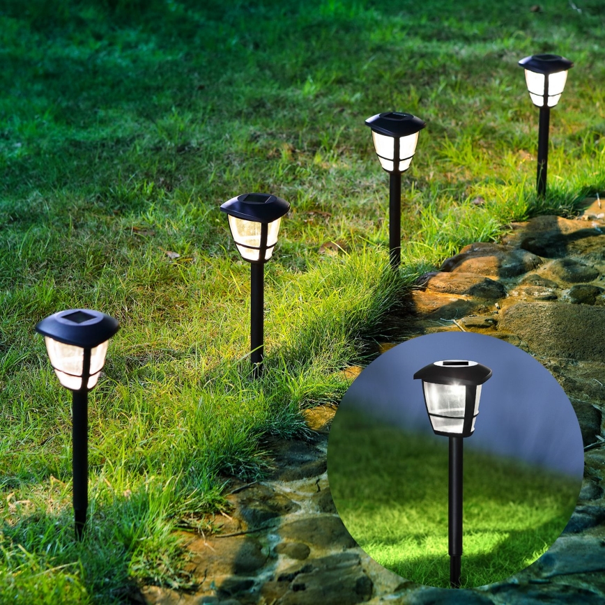 Aigostar - Lot de 12 lampes solaires LED, 0,06 W, 2 V, 33,8 cm, 6500 K, 100 mAh, IP44, noires