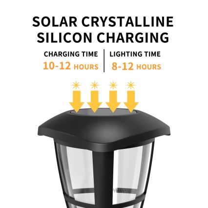 Aigostar - Lot de 12 lampes solaires LED, 0,06 W, 2 V, 33,8 cm, 6500 K, 100 mAh, IP44, noires