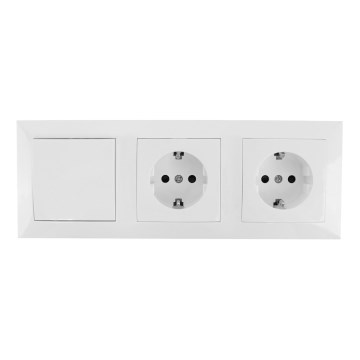 Aigostar - Lot de 2 prises murales Schuko avec interrupteur 2x16A/250V