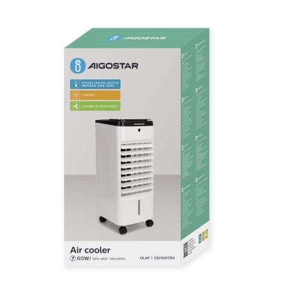 Aigostar - Luchtkoeler 60W/230V wit/zwart + afstandsbediening
