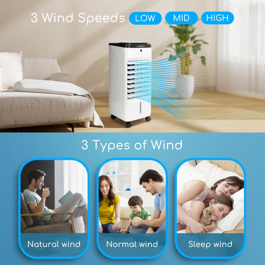 Aigostar - Luchtkoeler 60W/230V wit/zwart + afstandsbediening