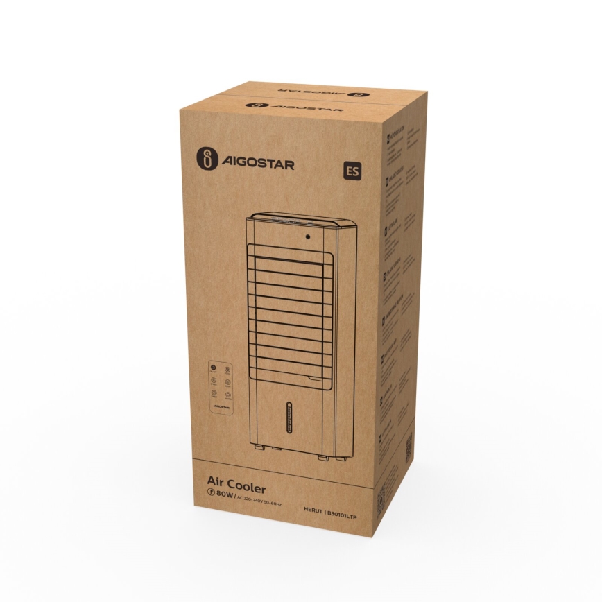 Aigostar - Luchtkoeler 80W/230V wit + afstandsbediening