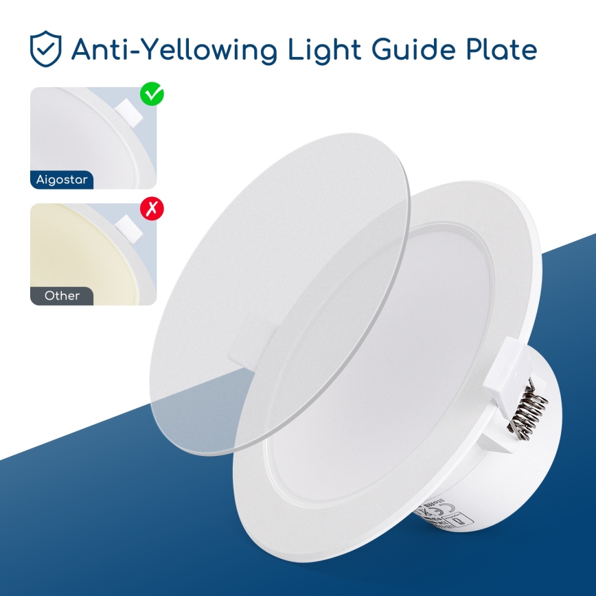 Aigostar - Plafonnier encastré pour salle de bains LED/15W/230V 4000K IP44 Ø 14,5 cm blanc