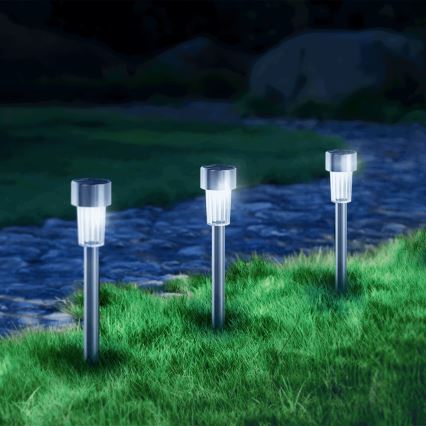 Aigostar - Luminaire solaire LED 2 V IP44 40 mAh, chrome mat