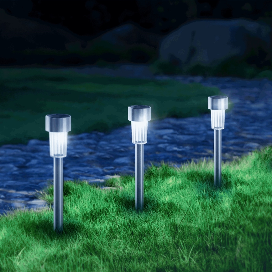 Aigostar - Luminaire solaire LED 2 V IP44 40 mAh, chrome mat