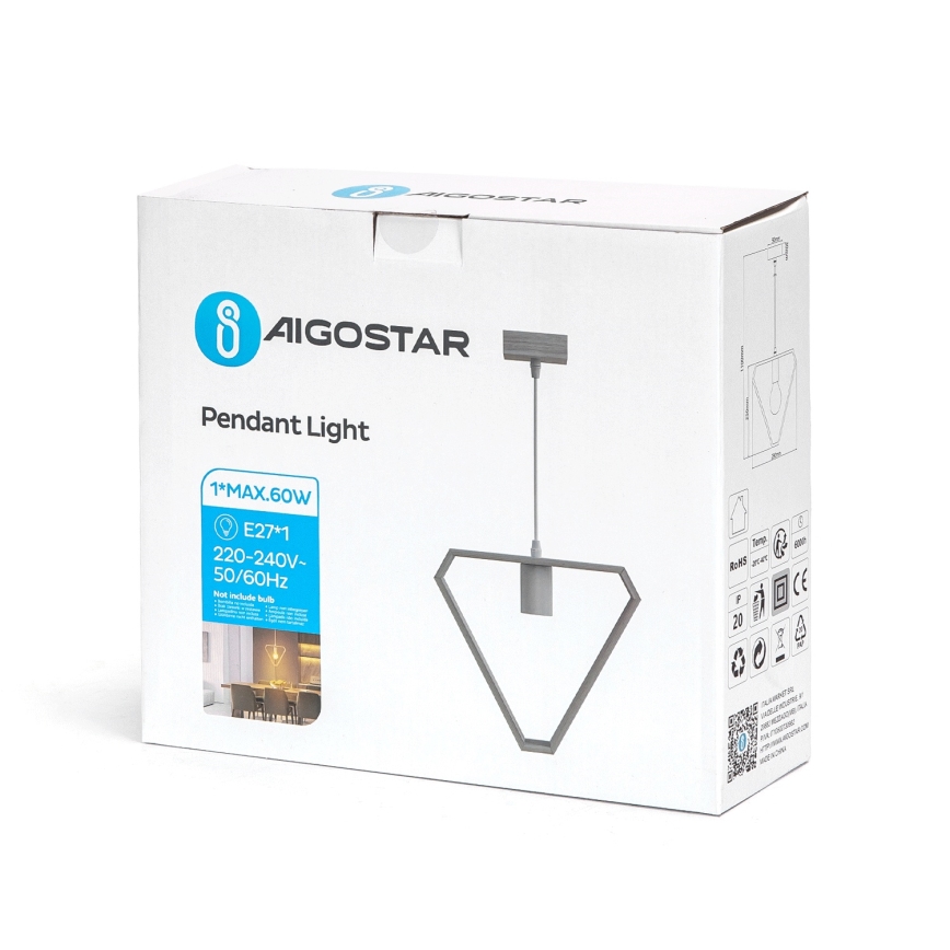 Aigostar - Lustre en bois sur câble 1xE27/60W/230V en pin
