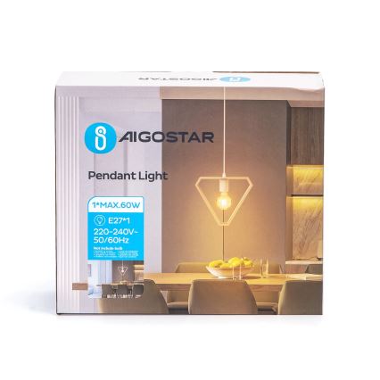 Aigostar - Lustre en bois sur câble 1xE27/60W/230V en pin