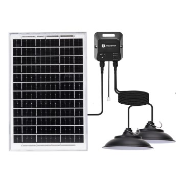 Aigostar - Lustre solaire LED avec capteur, 2x LED / 35W / 12V / 6000 mAh / 6500 K / IP65 / Ø 15 cm + télécommande