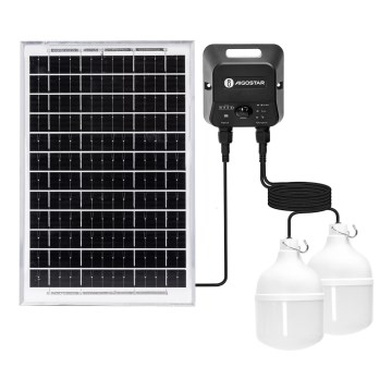 Aigostar - Lustre solaire LED avec capteur 2×LED/35W/12V 6000 mAh 6500 K IP65 Ø 10 cm + télécommande