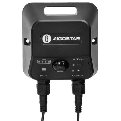 Aigostar - Luminaire solaire LED avec capteur, 70 W/12 V, batterie 6000 mAh, 6500 K, IP65, Ø 23,5 cm + télécommande