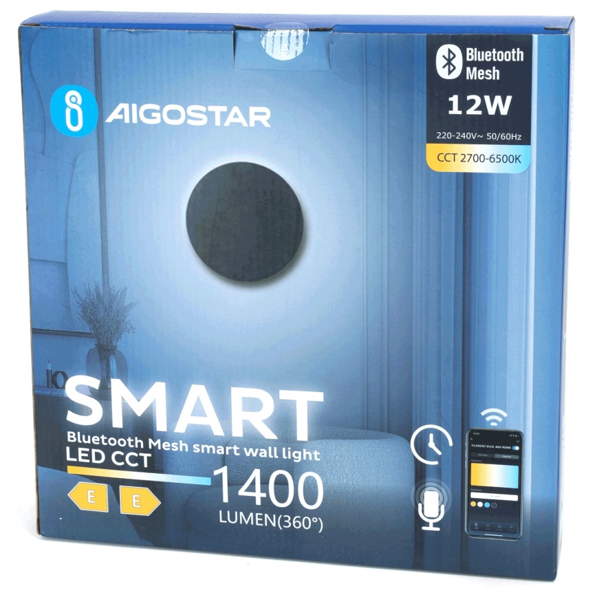 Aigostar - LED dimbare wandlamp MESH Smart LED/12W/230V 2700-6500K zwart