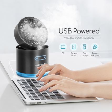 Aigostar - Mini ventilateur de table sans fil avec brumisateur MIST 10W/5V noir
