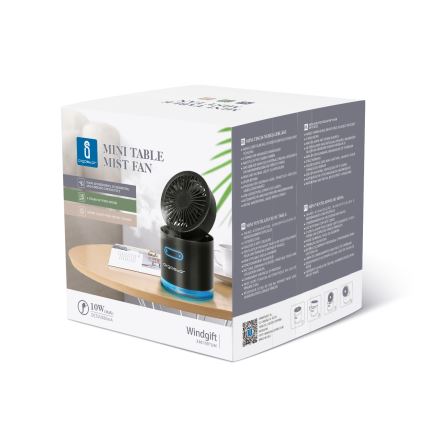 Aigostar - Mini ventilateur de table sans fil avec brumisateur MIST 10W/5V noir