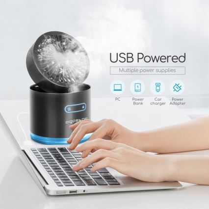 Aigostar - Mini ventilateur de table sans fil RGB avec effet brumisateur MIST 10W/5V 2000mAh noir