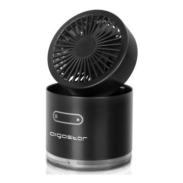 Aigostar - Mini ventilateur de table sans fil RGB avec effet brumisateur MIST 10W/5V 2000mAh noir