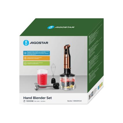 Aigostar - Mixeur plongeant 1000W/230V rose doré